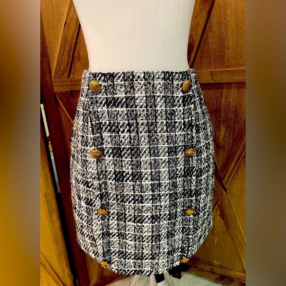 L’atiste Hound stooth Tweed Black and White mini skirt sz Large